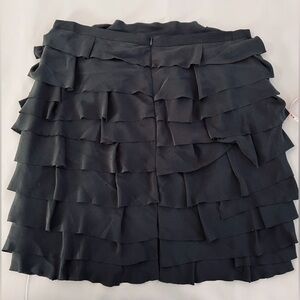 Doncaster Tiered Ruffled Layered Lined Black Skirt 100% Silk‎ Size 18